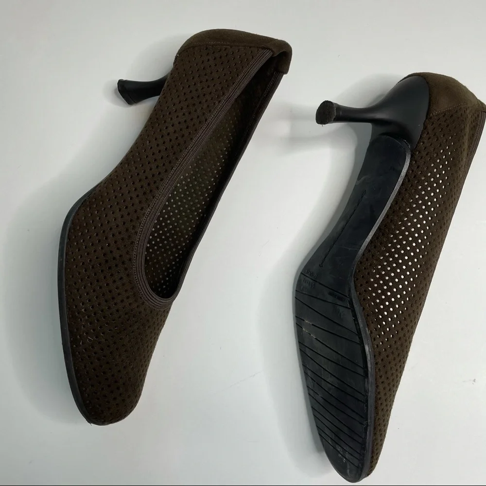 Stuart Weitzman Brown Perforated Heels size 9